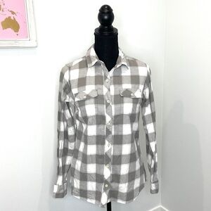 Eddie Bauer Classic Fit Gray White Button Up